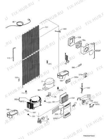 Взрыв-схема холодильника Zanussi ZBB46465DA - Схема узла Cooling system 017